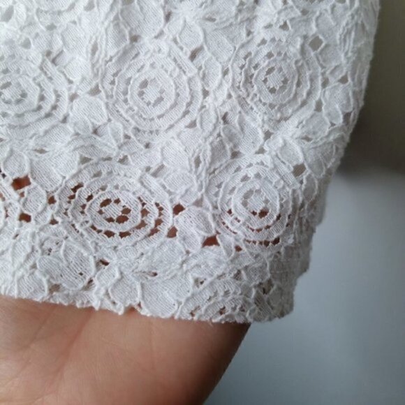 Aqua White Lace Crochet Skater Sleeveless Dress - Picture 4 of 7